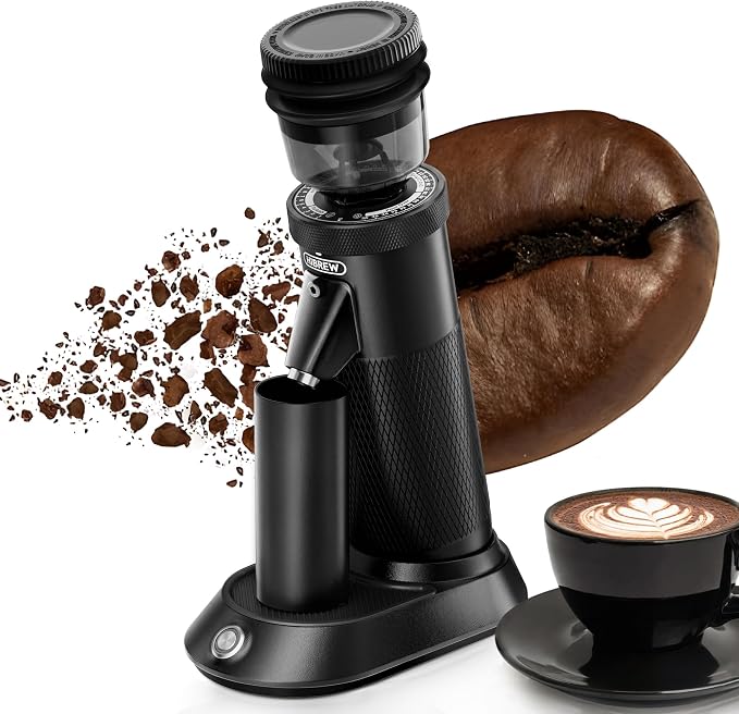 HiBREW G5 Electric Burr Coffee Grinder, Aluminum Body, Single Dose, Black | 48mm Conical Burr Coffee Grinder with Dual Speed Grinding, 36 Grind Levels,50g Bean Capacity, Anti-Static Design,Espresso