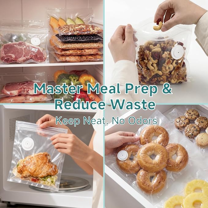 Reusable Vacuum Sealer Bags, 30 Large Bags, 11.8 x 13.4 in | BPA-free, Freezer and microwave safe, Leak-proof and odor-resistant, Compatible with most handheld vacuum sealers