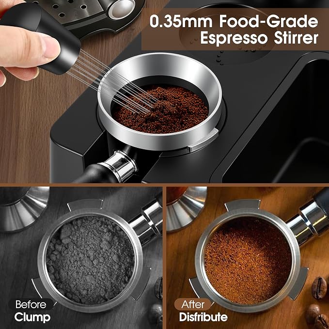 Reoszeank 58mm Espresso Accessories Kit, Tamping Station, Knock Box, Tamper | Coffee Distributor Leveler, WDT Distribution Tool, Dosing Funnel, Puck Screen, fits 58 mm Espresso Machines