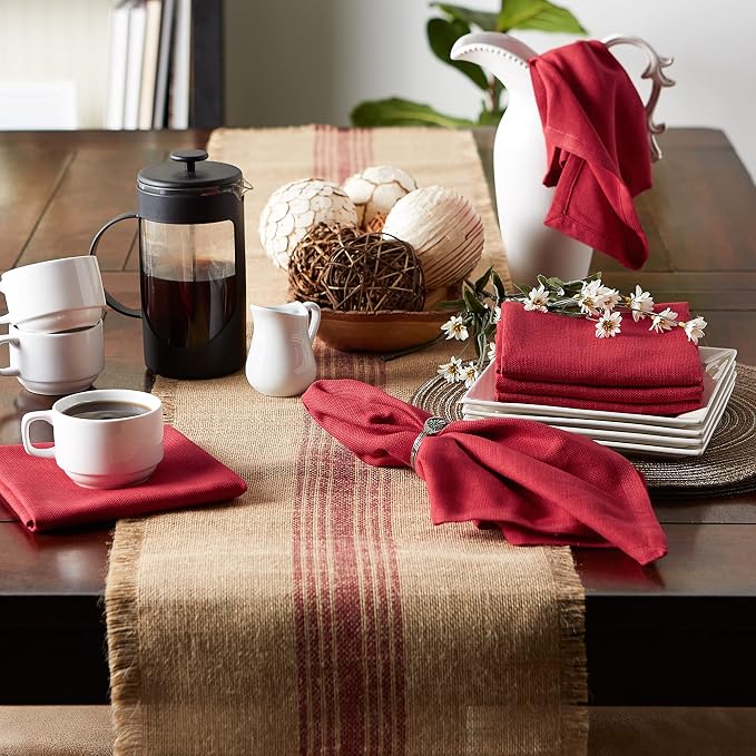 DII Variegated Tabletop Collection, Napkin Set, 20x20, Tango Red, 6 Piece