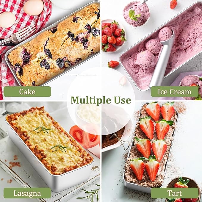TeamFar Loaf Pan, 12 x 5 Inch Stainless Steel Loaf Pans for Baking Bread | 3 Pack Large Bread Loaf Baking Pan for Homemade Bread, Meatloaf, Cake, Brownies, Non-Toxic, Heavy-duty, Oven& Dishwasher Safe