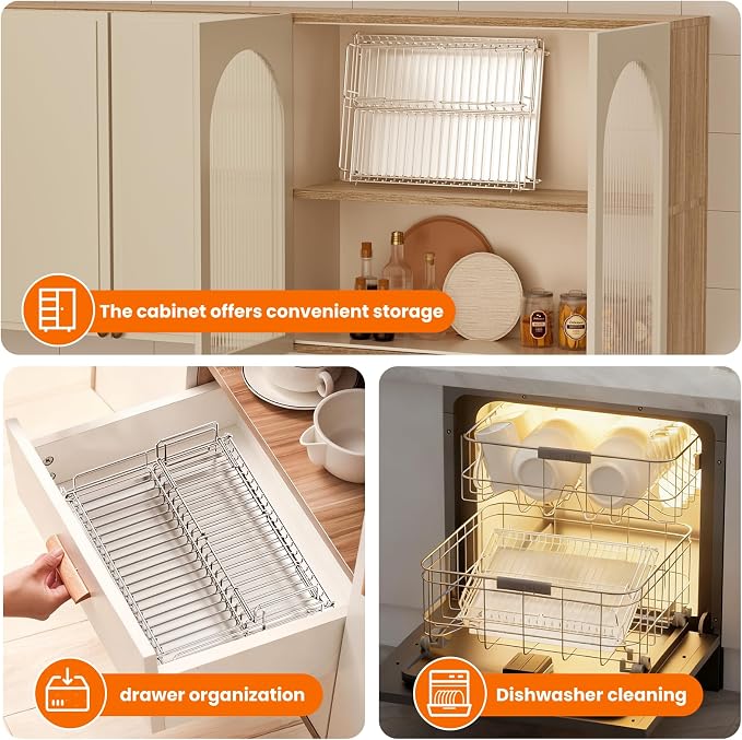 Dish Drying Rack Stainless Steel Expandable Large | Dish Drainer for Kitchen Counter with Stainless Drain Board Rustproof Collapsible Space Saving