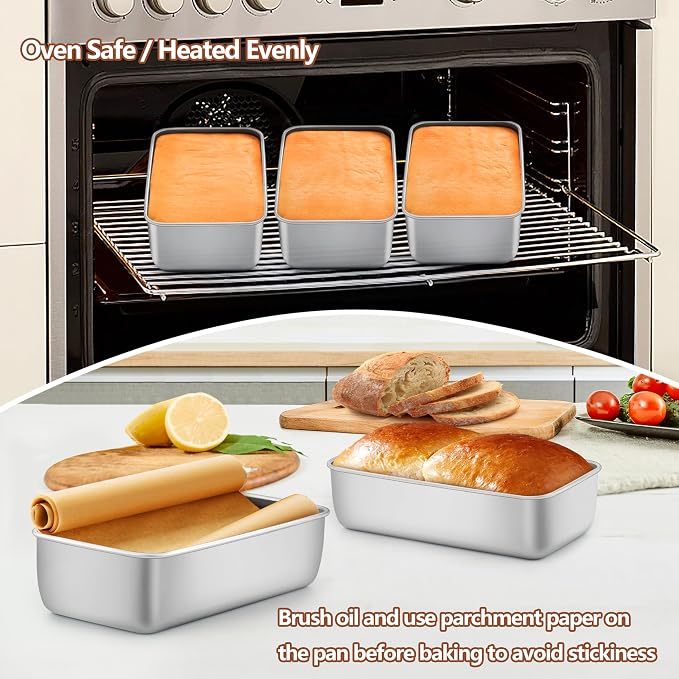 LIANYU Loaf Pans 9x5 Inch, 5 Pack Bread Pans for Baking, Stainless Steel | Bread Baking Pans, Loaf Tins for Homemade Bread Brownies and Pound Cakes Sourdough, Dishwasher Safe, Heavy Duty, Non Toxic