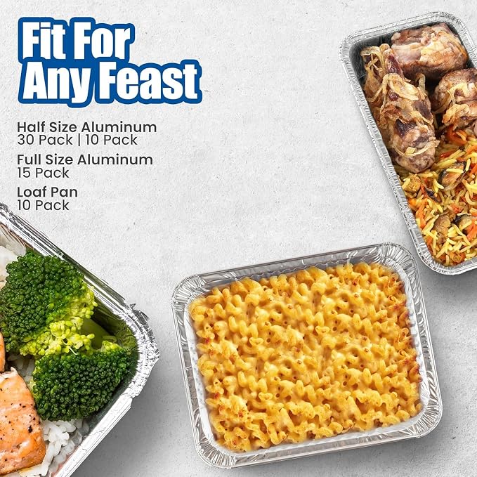 Disposable Aluminum Loaf Pans 2lb for Baking, Serving and Storing - Heat Resistant Disposable Bread Loaf Pan Ideal for Hot/Cold Foods, Freezer & Oven Safe (50 Pack)