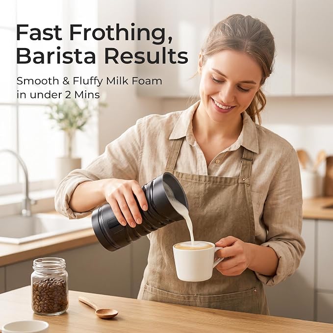Large Capacity Milk Frother 430ml, 4-in-1Electric Milk Steamer and Frother | 130s Fast Frothing, Stainless Steel Coffee Frother, Hot and Cold Foam Maker for Latte Coffee Macchiato Hot Chocolate