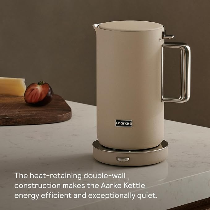 Aarke Kettle - Electric Stainless Steel Tea Kettle 1.2L (40oz), Sand | Temperature Control, Non-Drip Spout, Double-Wall Construction, Dry Boil Protection, Heat-Safe Handle, LED Cool-Down Indicator