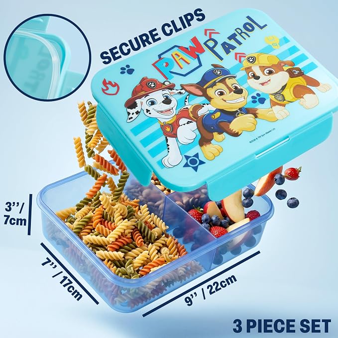 Get Trend Paw Patrol Lunch Bag, Bento Box & Water Bottle, 3 Pc Set | Insulated Lunch Bag, Lightweight Snack Box, 22 fl oz BPA-Free Water Bottle with Straw, School, Picnic, Gifts for Boys