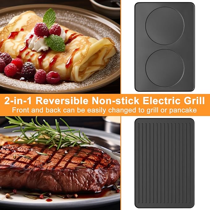 Raclette Table Grill 2-in-1 Korean BBQ Smokeless Indoor Grill, 8 Pans 1300W | Electric Griddle with Nonstick Surface & Adjustable Temp Control, KBBQ Table Grill for Family Gatherings, Dining & Parties
