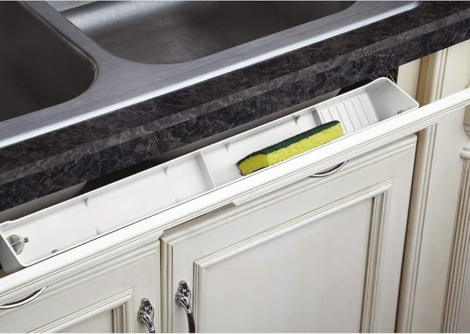 Rev-A-Shelf 30" Plastic Tip-Out Tray Organizer for Sink Base Cabinets | Home Kitchen and Bathroom Organization, Min Opening Width of 32.75", White, LD-6591-30-11-1
