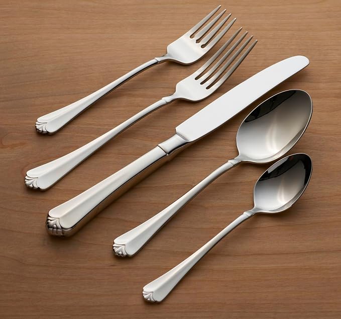 Oneida Juilliard 45-Piece 18/10 Silverware Set for 8, Flatware | silver, dishwasher safe | includes serving spoons and utensil set | cutlery set for kitchen and dining