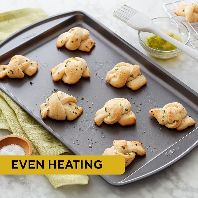 Wilton Perfect Results Nonstick Cookie Sheet Set, Dishwasher Safe, 2-Piece | Scratch-Resistant Non-Stick Steel Cookie Sheets, Dishwasher Safe, 2-Piece Set, Perfect for Cookies & Sheet Pan Baking