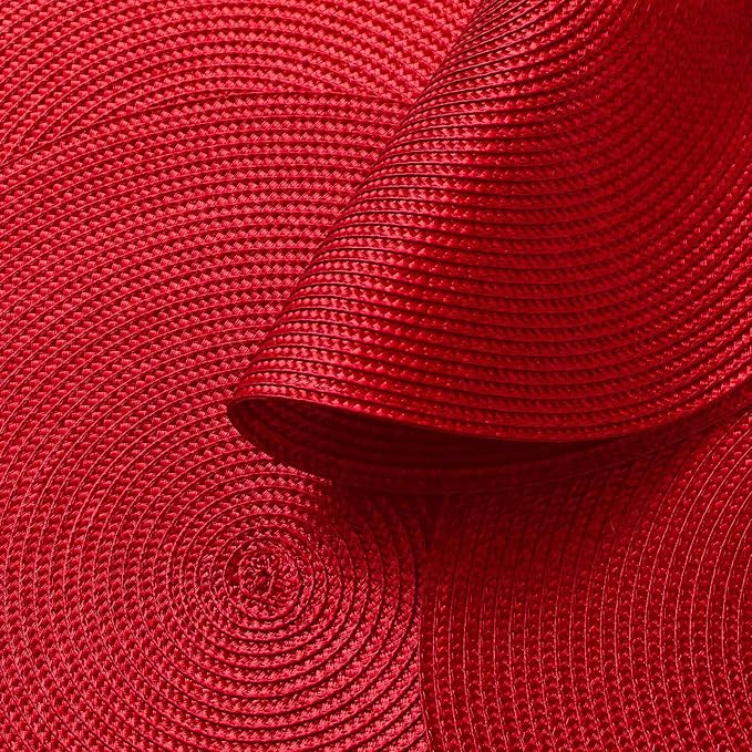 AHHFSMEI Round Placemats Set of 8 Heat Resistant Washable Non-Slip Woven Braided Table Mats for Dining Table Kitchen & Home Decor (red,8)