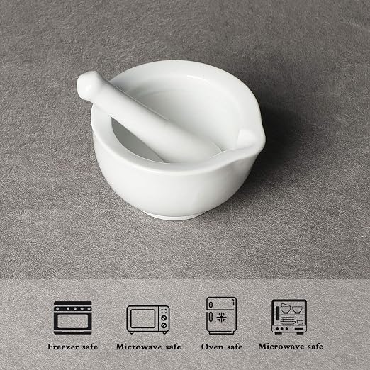 LEETOYI Small Ceramic Mortar Pestle Set, Herb Grinder Pill Crusher 3.3-inch | Ceramic Mortar Pestle Set, Herb Grinder Pill Crusher
