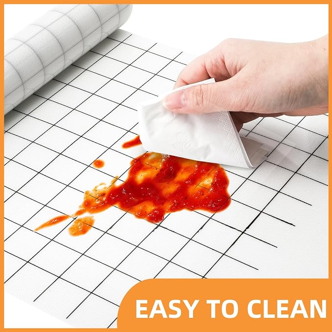 Covzoe Silicone Baking Mat Roll, 12 In x 8 FT Heat Resistant Pastry Mat | Non-Stick Grid Baking Bread Mat Free Cutting, Food Grade Counter Mat, Air Fryer Liner for Pizza, biscuit, Pie Crust