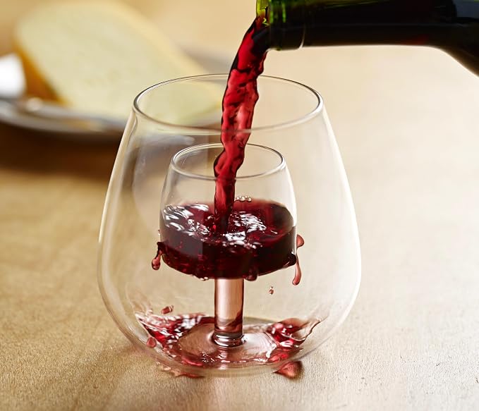 Stemless Aerating Wine Glasses (Set of 2) by Chevalier Collection – Patented Wine Glasses with Built In Aerator