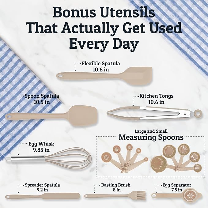 Stainless Steel Mixing Bowls with Lids Set, Metal Nesting Bowls with Airtight Lids, Graters, Non-Slip Base & Measurement Marks, Includes Utensil Set for Prep, Baking & Storage, Khaki