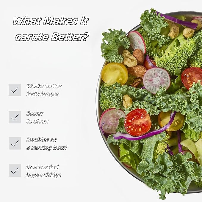 Stainless Steel Salad Spinner, 6L Salad Spinners Large Lettuce Spinner, with Drainage Basket Drainage Outlet Used for Cleaning and Drying Vegetables Food and Fruits Quick Spin Vegetable Fruit Spinner