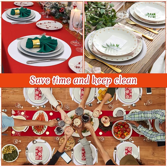 Yeaqee 120 Pcs Disposable Paper Placemats 12 Inch Round Paper Place Mats Blank Table Mats for Restaurant Catering Dining Weddings Birthday Table Holiday Parties Supplies(White)