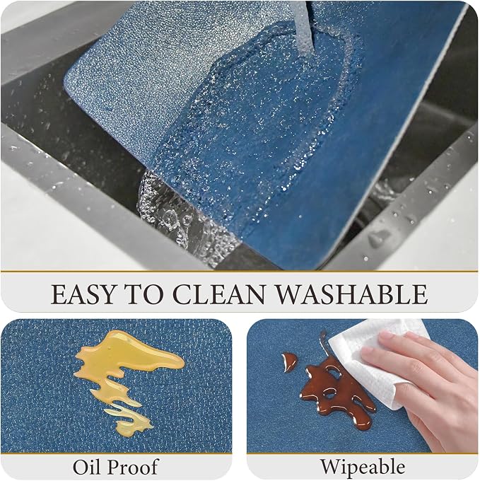 Vinyl Placemats Set of 6-12x17 Inch - Heat Resistant Washable Place Mats Waterproof Non-Slip Wipeable Table Mats for Dining Table Decor, Indoor/Outdoor Plastic Mat