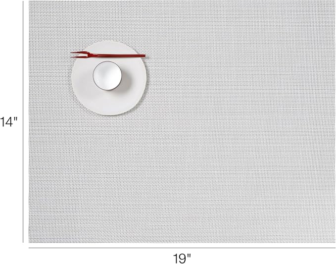 Chilewich Mini Basketweave Placemats, Woven Rectangle Placemats Set of 4 | Easy Care Woven Tabletop Textiles, Indoor/Outdoor, White, 19" x 14"