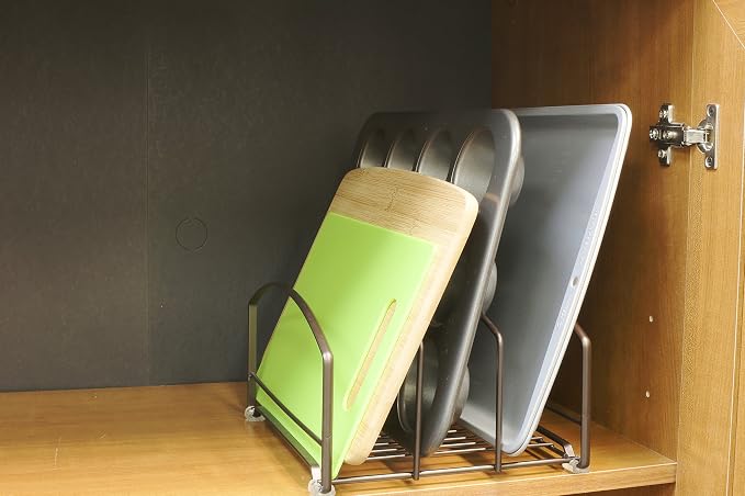 Deco Brothers Cookware Organizer Rack for Kitchen Cabinet, 3 Slot Holder | Bronze