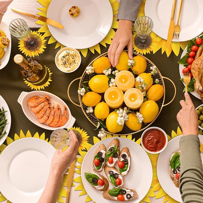 Geosar 200 Sunflower Placemats with Coasters Set, Disposable Paper Placemats and Coasters for Sunflower Table Decoration Outdoor Indoor for Summer Dining Table Decoration Wedding Shower Birthday