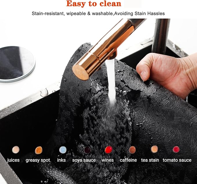 Black Vinyl Placemats Set of 4 Waterproof Wipeable Table Mats | Heat Resistant Easy Clean Place Mats Faux Leather Table Mats Washable PVC Table Placemats for Dining Table