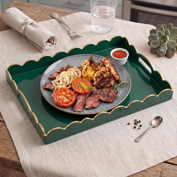 AGIOTA Coffee Table Trays for Living Room Serving Tray with Handles, Modern Large Tray for Ottoman Coffee Table