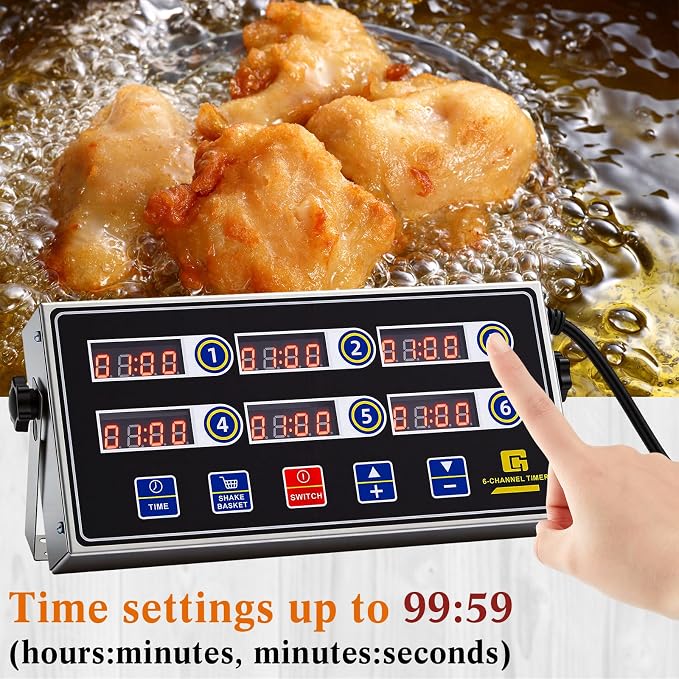 Relaxweex 2 Pack 6 Channel Kitchen Timers for Cooking, Commercial Digital Kitchen Timer with Loud Alarm, Large LCD Display, Restaurant Fryer, Chef, Baking Supplies