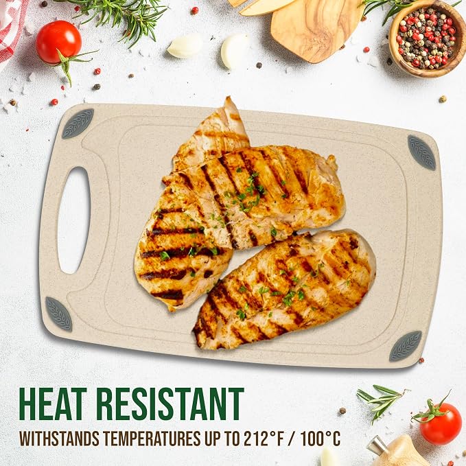 AXIOM CREATIONS 2-Piece Reversible Cutting Board Set Made with Natural Wheat Straw Fiber, Eco-Conscious Food Safe Kitchen Essentials, Gluten Free & BPA Free Chopping Boards for Kitchen