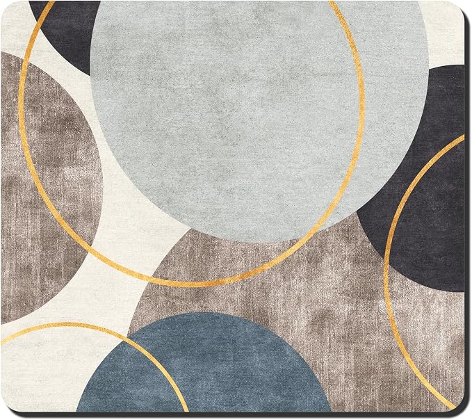 Rnivvi Dish Drying Mat for Kitchen Counter, 16 x 18" Cute Boho Theme Absorbent Heat Resistant Drying Pad with Non-slip Rubber, Coffee Bar Mats for Coffee Machine Dish Rack, Abstract Art Circle
