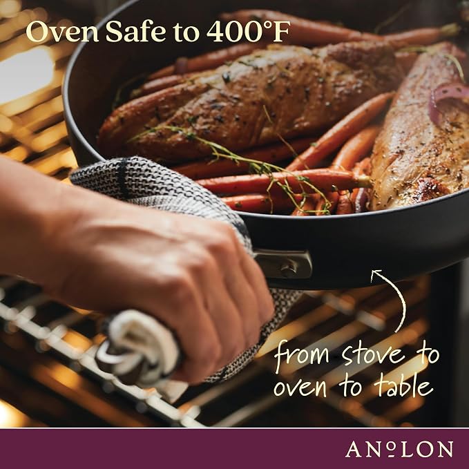 Anolon Advanced Home Hard-Anodized Nonstick Frying Pan with Helper Handle, Large Skillet, Non Stick Pan, 14.5-Inch, Onyx