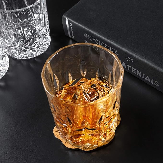 KANARS Old Fashioned Whiskey Glasses with Luxury Box - 10 Oz Rocks Barware For Scotch, Bourbon, Liquor and Cocktail Drinks - Set of 4 - Men Gift | Rocks Barware For Scotch, Bourbon, Liquor and Cocktail Drinks Set of 4 Men Gift