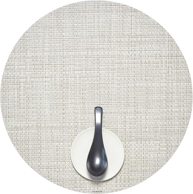 Chilewich Basketweave Placemats, Woven Round Placemats Set of 4 | Reusable, Stain-Resistant, Indoor/Outdoor Tabletop Protection, Natural, 15"
