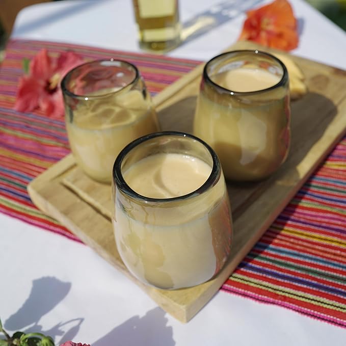 Organic Smoke Hand Blown Stemless Wine Glasses - 100% Recycled Mexican Glassware - Artisan Crafted Drinking Glasses for Cocktails, Tequila, or Water - Set of 6 (16 oz)