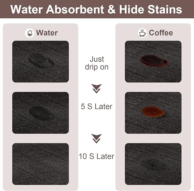 CooRug Fashion Coffee Mat, Dish Drying Mat 16" x 24" Black | Hide Stain, Absorbent, Coffee Bar Accessories, Heat Resistant, Non-slip, Eco-friendly, Easy to Clean