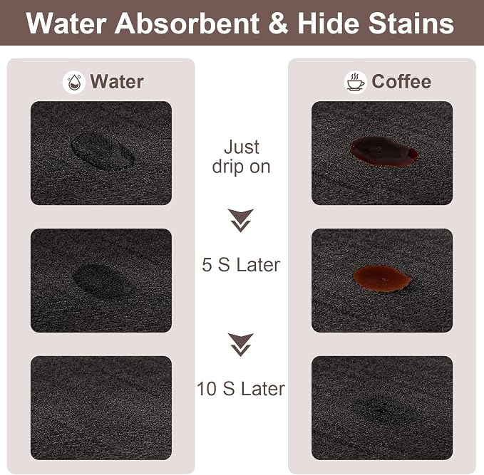 CooRug Fashion Coffee Mat, Dish Drying Mat 17" x 32" Black | Hide Stain, Absorbent, Coffee Bar Accessories, Heat Resistant, Non-slip, Eco-friendly, Easy to Clean