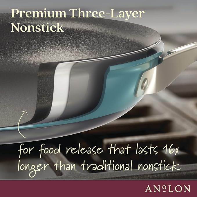 Anolon Achieve Hard Anodized Nonstick Sauce Pan with Lid, 2 Quart, Teal