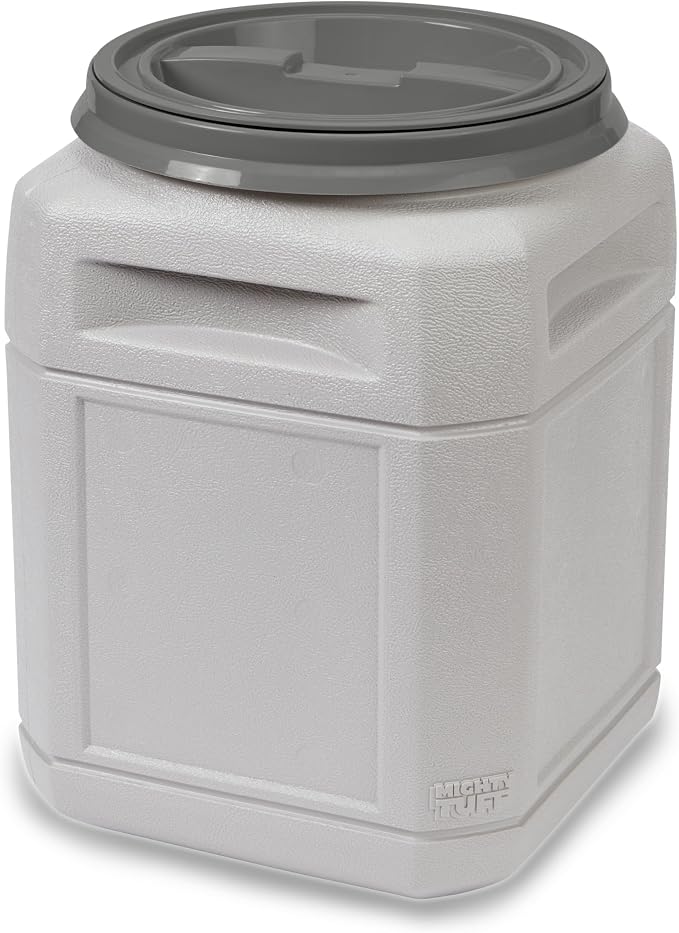 Mighty Tuff Airtight Dog Food Storage Container – 10 Gal, up to 40 lb Capacity – Cat and Dog Food Container with Twist Lid & Handles – BPA-Free, Made in USA