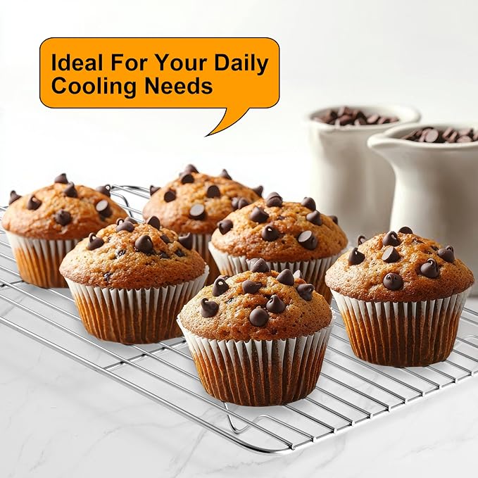 TeamFar Cooling Rack, 11.7” x 9” Stainless Steel Wire Baking Rack, 2PCS | for Cooking Roasting Grilling, Fit for Oven Pan, Oven & Dishwasher Safe, Non-toxic & Heavy-Duty