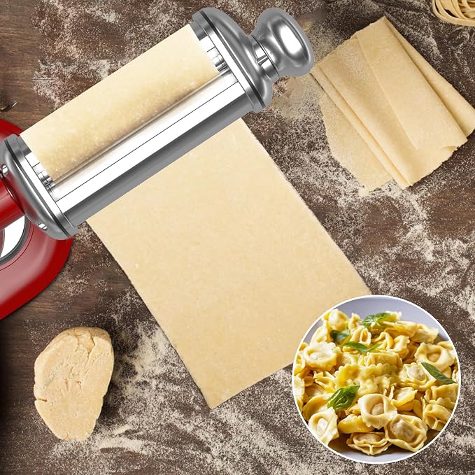 Pasta Roller for All KitchenAid Stand Mixer, Electric Dough Roller with 8 Different Thickness Adjustments, Stainless Steel Pasta Paker Attachment Kitchen Aid Accessories and Attachments