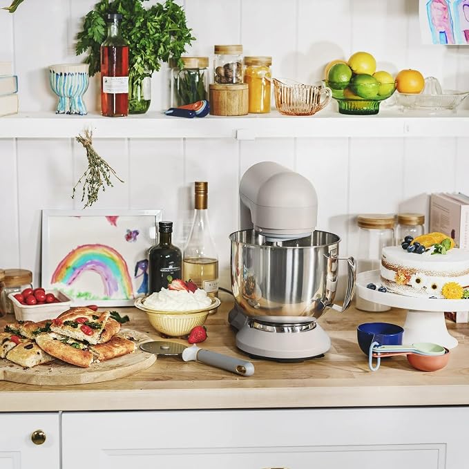 5.3 Qt Stand Mixer, 300W Electric Kitchen Mixer with 12 Speeds, Tilt Head Design, Stainless Steel Bowl, Dough Hook Whisk Beater Splash Guard (Wildflower Porcini Taupe)