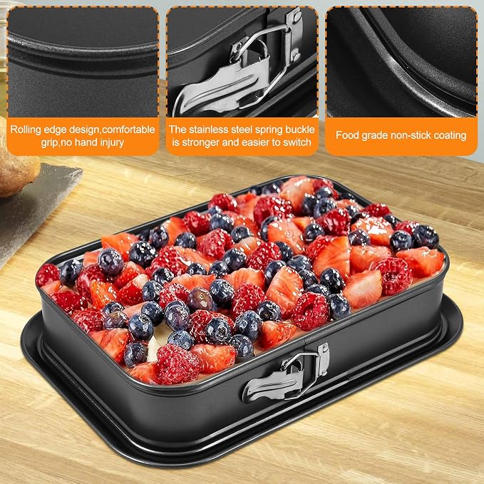 Rectangle Springform Baking Pan 9x13Inch Large Spring Form Cake Pan with Removable Bottom Leakproof Non Stick Cheesecake Pan for Home Kitchen Baking (1pc)