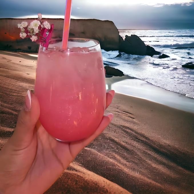 Oojami 36 Pack Pink Disposable Wine Glasses 12oz Plastic Stemless Cups | Unbreakable BPA-Free Shatterproof Reusable Recyclable Cocktail Wine Cups, Party, Wedding, Birthday, Bridal, Bachelorette