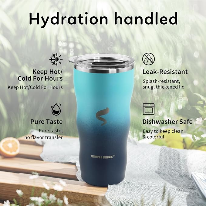 20 oz Insulated Tumbler, Straw and Flat Lids,green black | 18/8 stainless steel, double-wall vacuum insulation, BPA-free materials, reusable straw, for everyday hot and cold drinks.