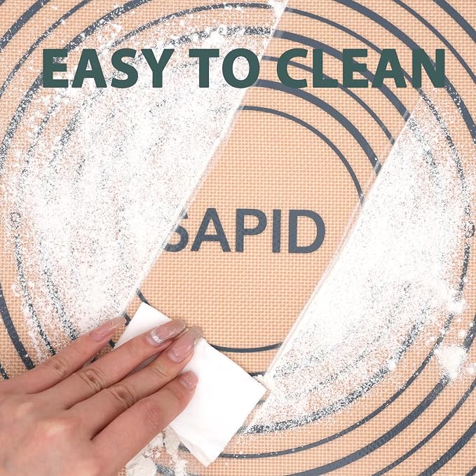 Sapid Thick Silicone Pastry Mat Baking Dough Rolling Extra Large 24" x 36" | Non-slip with Measurements for Non-stick Dough Rolling, Pie Crust, Kneading Mats, Countertop, Placement Mats (Gray)