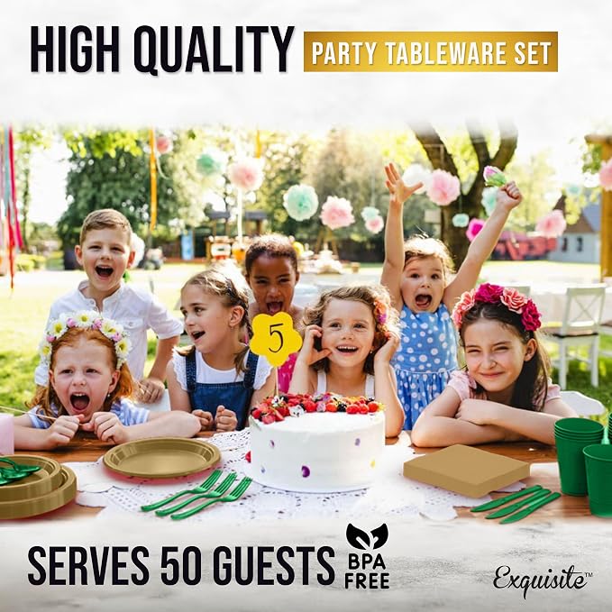 Exquisite 350 Pcs St. Patricks Plastic Plates For Party St. Patricks Disposable Plates Set, 50 Of Each 9" Dinner Plate Set, 7" Dessert Plate, Cups, Napkins & Cutlery Plastic Dinnerware