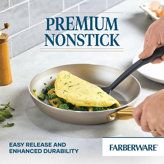 Farberware Radiant Nonstick Frying Pan/Skillet, Dishwasher Safe, 10 Inch Open Fry Pan - Champagne