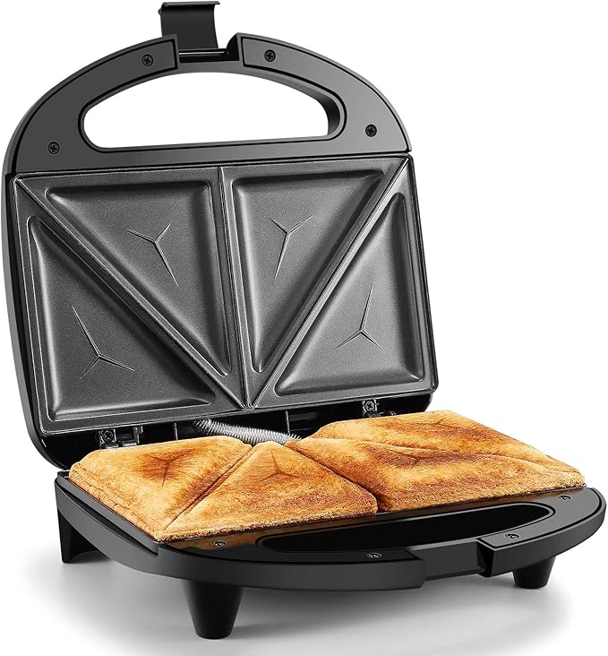 OSTBA Sandwich Maker, 2-Slice Grilled Cheese Maker | 750W Heating with Nonstick Triangle Plates, Indicator Lights, Cool-Touch Handle, Cord Wrap Storage and Easy-Clean Design