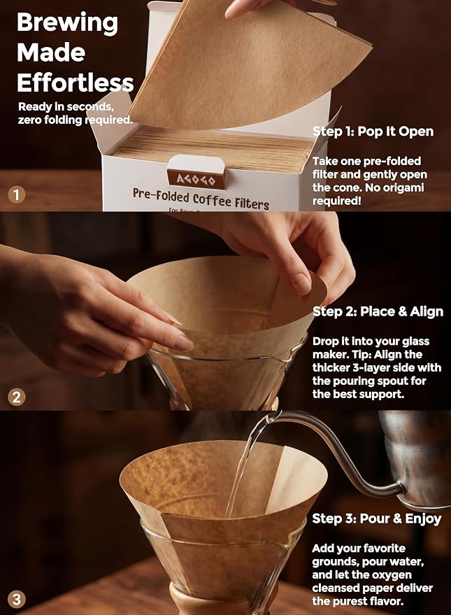 AGOGO Pour Over Coffee Maker Set, 28oz Diamond Style, 50 Paper Filters | Barista kit for home kitchen, Cafe, Camping & Office; 20oz-40oz Classic, Slim, Diamond styles; Includes brush & towel.